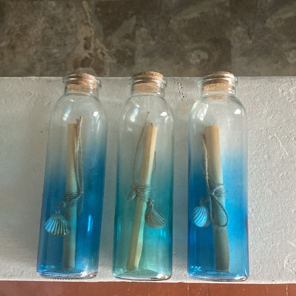 NWT Beautiful Blue & Green-Message In A Bottle Decorative Beach Glass Bottles 🐚 - Picture 14 of 17